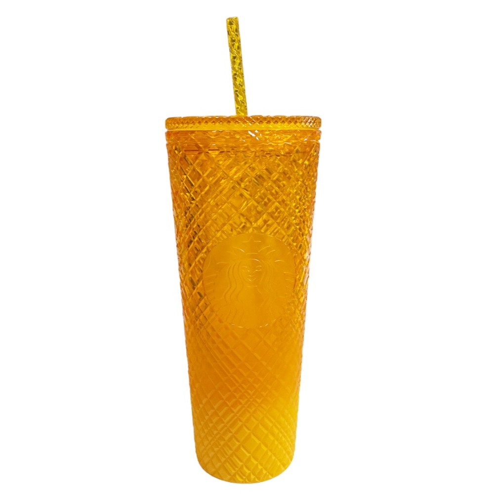 New Starbucks Mango Ombré 24 oz Cold Cup Jeweled Tumbler